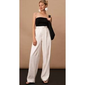 NWT Anthropologie Corey Lynn Calter Pleated Relaxed Trousers White Cream XS
